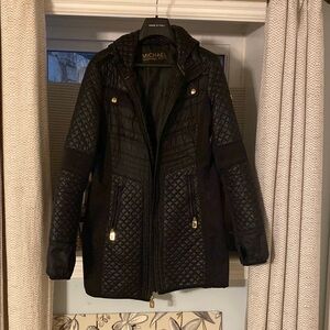 Michael Kors Quilted Black Jacket with Gold Accents